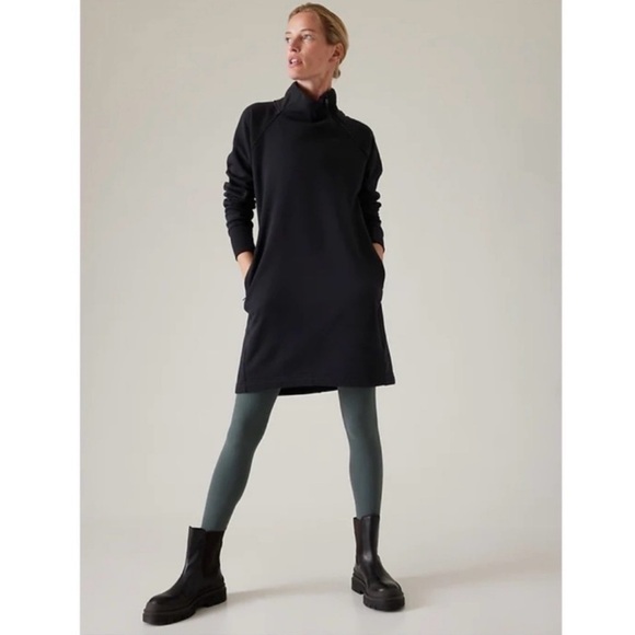 Athleta Cozy Karma Asym Sweatshirt Dress in Black Size Medium - Picture 4 of 11